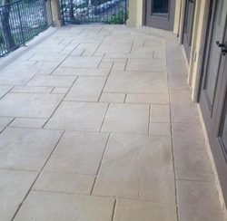 stamped and stained patio in austin home