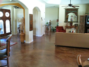 stained and stamped concrete interior floor austin